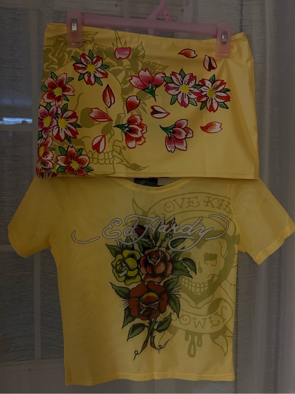 Ed Hardy Yellow Floral & Skull set